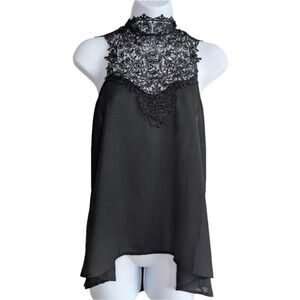 Nella Fantasia women's Medium Black Lace Sleeveless Halter Tie Top